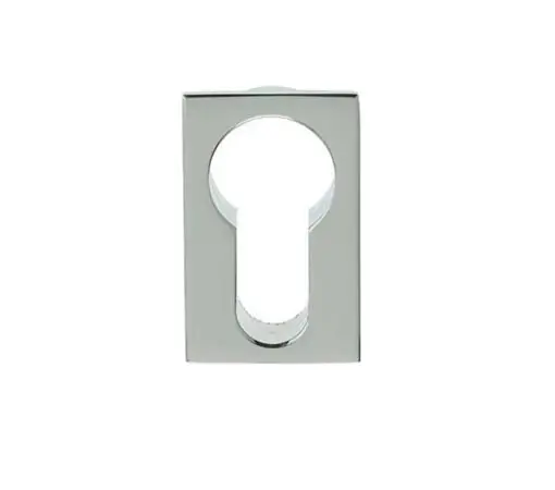 Minimal Rectangular Flush Euro Profile Escutcheon (25mm x 40mm), Polished Chrome