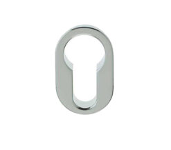 Minimal Oval-Shaped Flush Euro Profile Escutcheon (25mm x 40mm), Polished Chrome