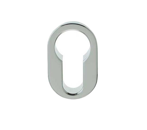 Minimal Oval-Shaped Flush Euro Profile Escutcheon (25mm x 40mm), Polished Chrome