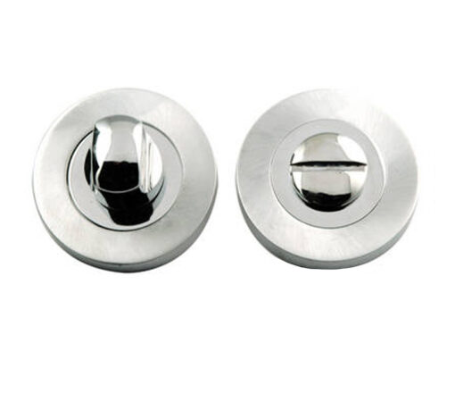 Frelan Hardware Bathroom Turn & Release (50Mm X 10Mm), Dual Finish Polished Chrome & Satin Chrome