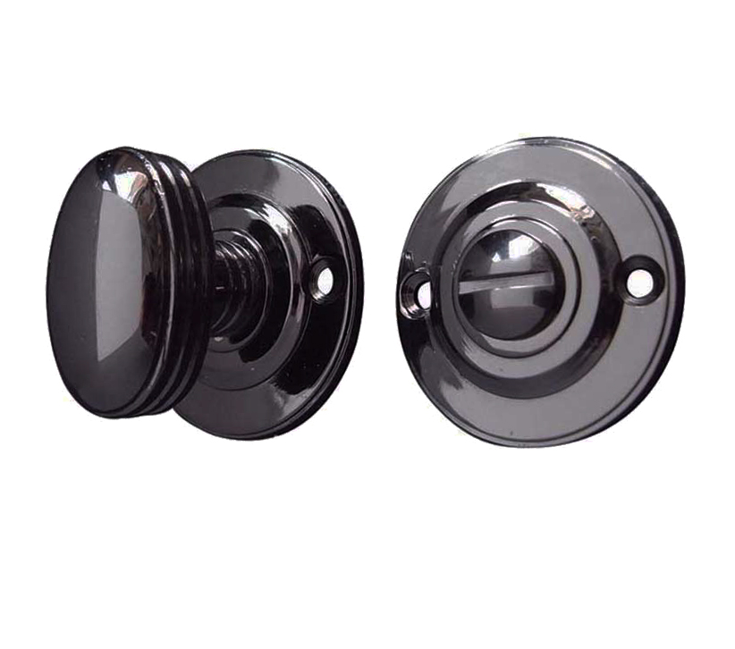 Frelan Hardware Round Bathroom Turn & Release (40Mm Diameter), Polished Black Nickel