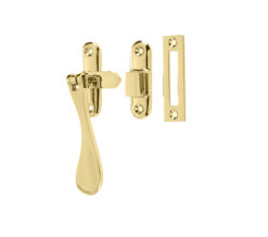 Frelan Hardware Hook And Mortice Casement Fastener, Polished Brass