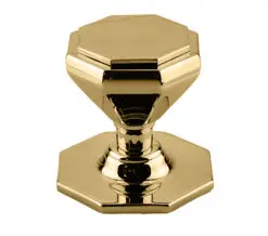 Frelan Hardware Octagonal Centre Door Knob (70Mm Diameter), Polished Brass