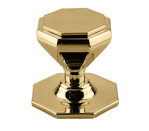 Frelan Hardware Octagonal Centre Door Knob (70Mm Diameter), Polished Brass