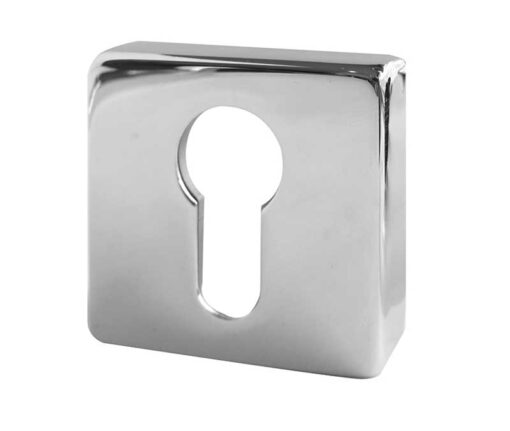 Frelan Hardware Rombo Euro Profile Square Escutcheon, Polished Chrome