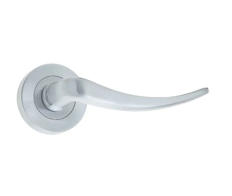 Gull Door Handle On Rose Satin Chrome