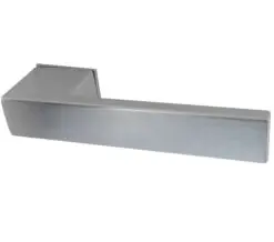 Reguitti Minimal Door Handles On Square Rose, Satin Chrome (sold in pairs)