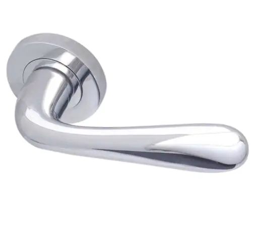 Reguitti Classic Door Handles On Round Rose, Polished Chrome (sold in pairs)