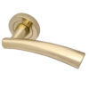 Paja Garda Door Handles On Round Rose, Polished Brass (sold in pairs)