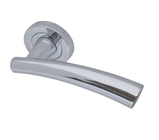 Paja Garda Door Handles On Round Rose, Polished Chrome (sold in pairs)