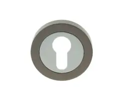 Frelan Hardware Euro Profile Escutcheon, Dual Finish Polished Chrome & Black Nickel