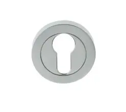 Frelan Hardware Euro Profile Escutcheon, Dual Finish Polished Chrome & Satin Chrome