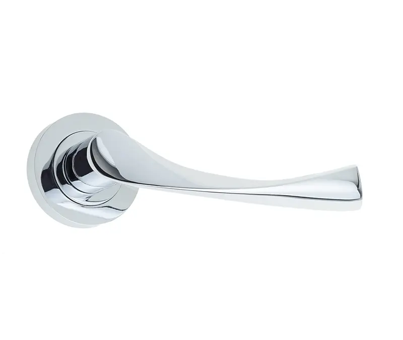 Twirl Door Handle On Rose Polished Chrome