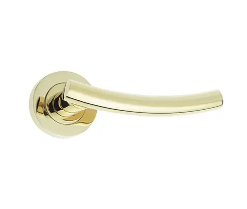 Curve Door Handle On Rose Pvd Brass