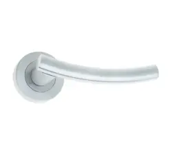 Curve Door Handle On Rose Satin Chrome