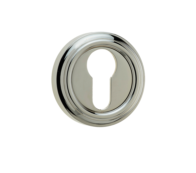 Frelan Hardware Parisian Euro Profile Escutcheon, Polished Nickel