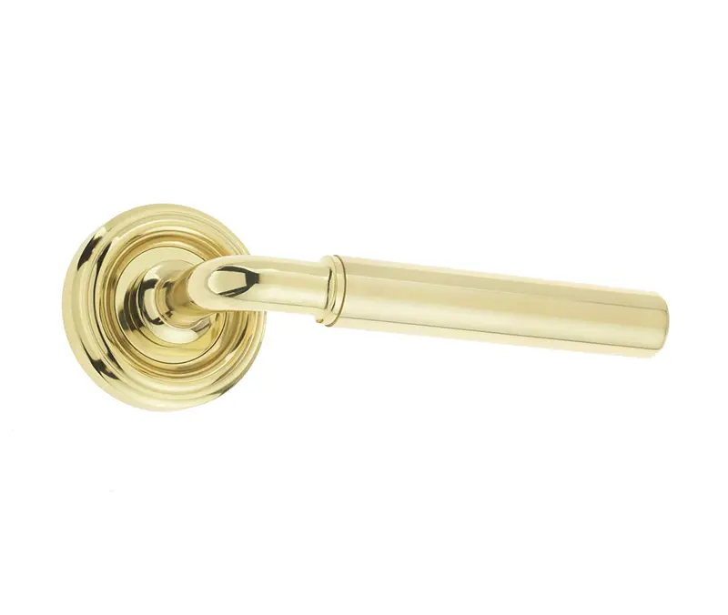 Elise Door Handle On Rose Polished Brass