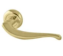 Paja Goccia Door Handles On Bevelled Round Rose, Polished Brass (sold in pairs)
