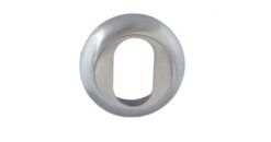 Frelan Hardware Oval Profile Bevelled Escutcheon, Satin Chrome