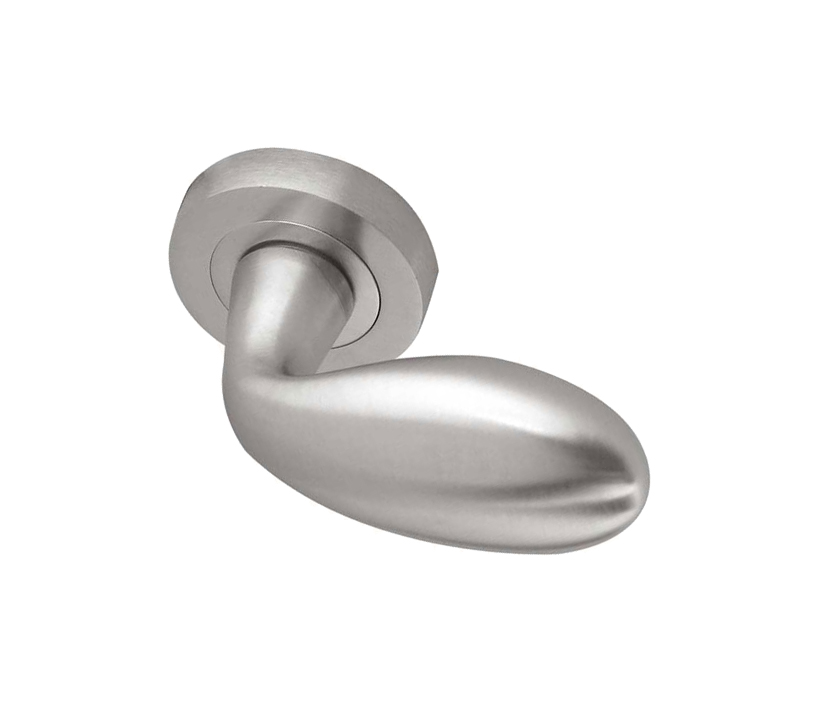 Frelan Hardware Paja Club Door Handles On Round Rose, Satin Chrome (Sold In Pairs)