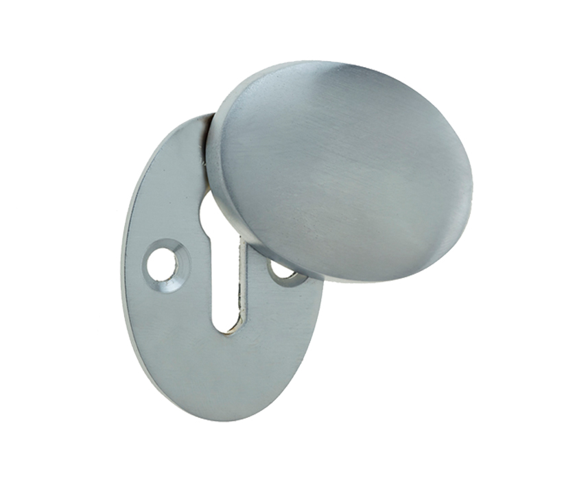 Frelan Hardware Standard Profile Oval Covered Escutcheon, Satin Chrome