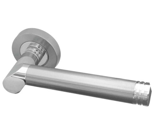 Octavia Door Handle On Rose Polished Chrome/Satin Chrome