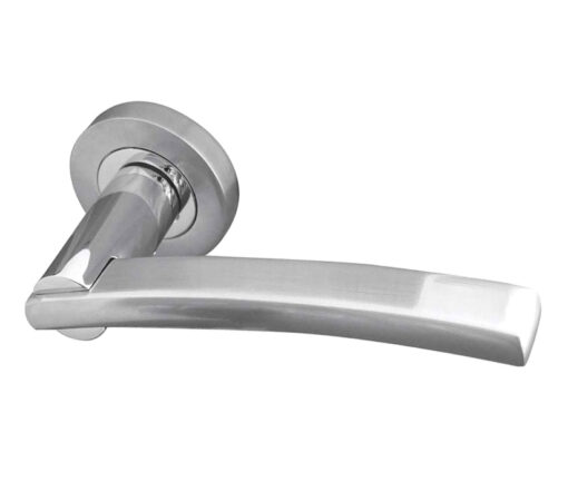 Modena Door Handle On Rose Polished Chrome/Satin Chrome