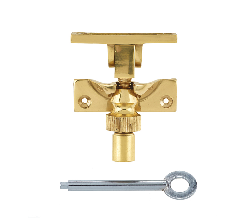 Frelan Hardware Lockable Brighton Sash Window Fastener, Polished Brass