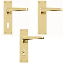 Jovian Victorian Door Handle On Backplate - Polished Brass Finish