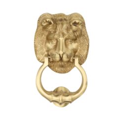 Heritage Brass Lion Head Door Knocker, Satin Brass