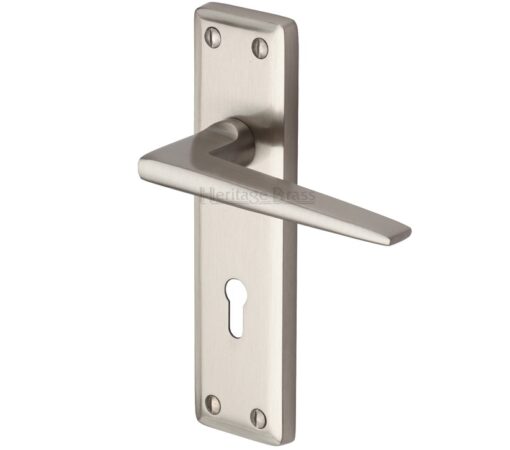 Heritage Brass Kendal Door Handles On Backplate, Satin Nickel (Sold In Pairs)