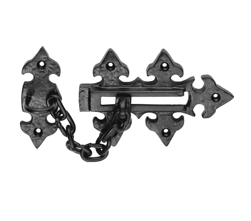 Ludlow Foundries Fleur De Lys Door Chain, Black Antique