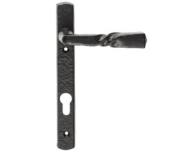 Ludlow Foundries Euro Lock Straight Narrow Plate (92Mm C/C), Black Antique Door Handles (Sold In Pairs)