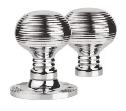 Manital Queen Anne Reeded 61Mm Diameter Base Rim Door Knobs, Polished Chrome (Sold In Pairs)