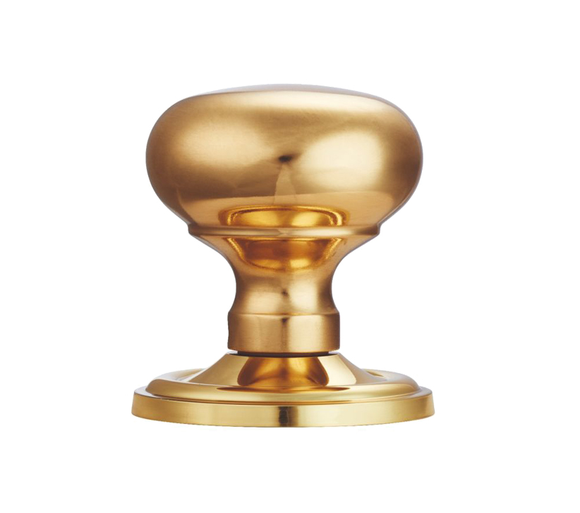 Manital Victorian Mushroom Unsprung Mortice Door Knob (Concealed Fixed), Polished Brass (Sold In Pairs)