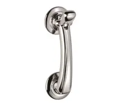 Door Knocker On Rose, Polished Chrome