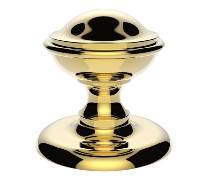 Round Centre Door Knob, Polished Brass