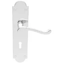 Victorian Scroll Door Handles On Shaped Backplate, Polished Chrome (Sold In Pairs)