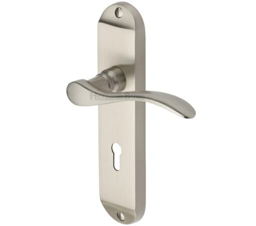 Heritage Brass Maya Satin Nickel Door Handles (Sold In Pairs)