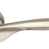 Mediterranean Malta Lever Door Handle on Round "C" Rose - Satin Nickel