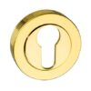 Mediterranean Euro Escutcheons on Round Rose - Polished Brass