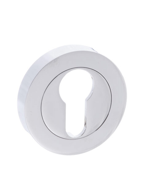 Mediterranean Euro Escutcheons on Round Rose - Polished Chrome