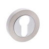 Mediterranean Euro Escutcheons on Round Rose - Satin Nickel/Polished Chrome