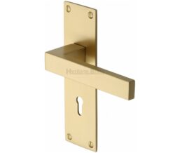 Heritage Brass Metro Low Profile Satin Brass Door Handles (Sold In Pairs)