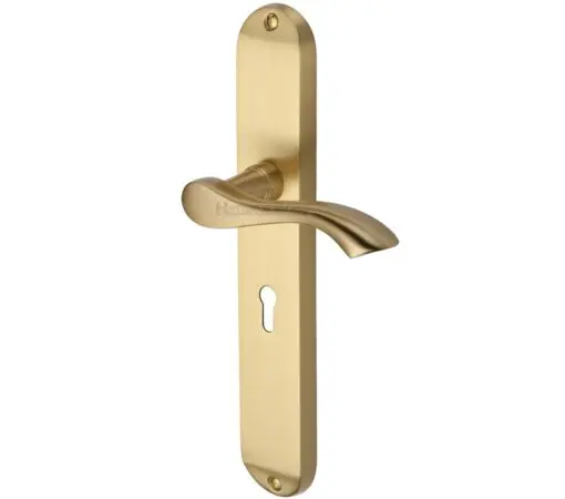 Heritage Brass Algarve Long Satin Brass Door Handles (Sold In Pairs)