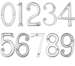 Face Fix Door Numerals (0-9), Satin Chrome
