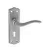 Old English Warwick Key Lever Door Handle on Backplate - Matt Gun Metal