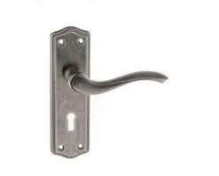 Atlantic Warwick Old English Door Handles On Backplate, Distressed Silver - OE178DS (sold in pairs)
