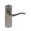 Old English Warwick Latch Lever Door Handle on Backplate - Distressed Silver