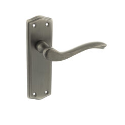 Old English Warwick Latch Lever Door Handle on Backplate - Matt Gun Metal